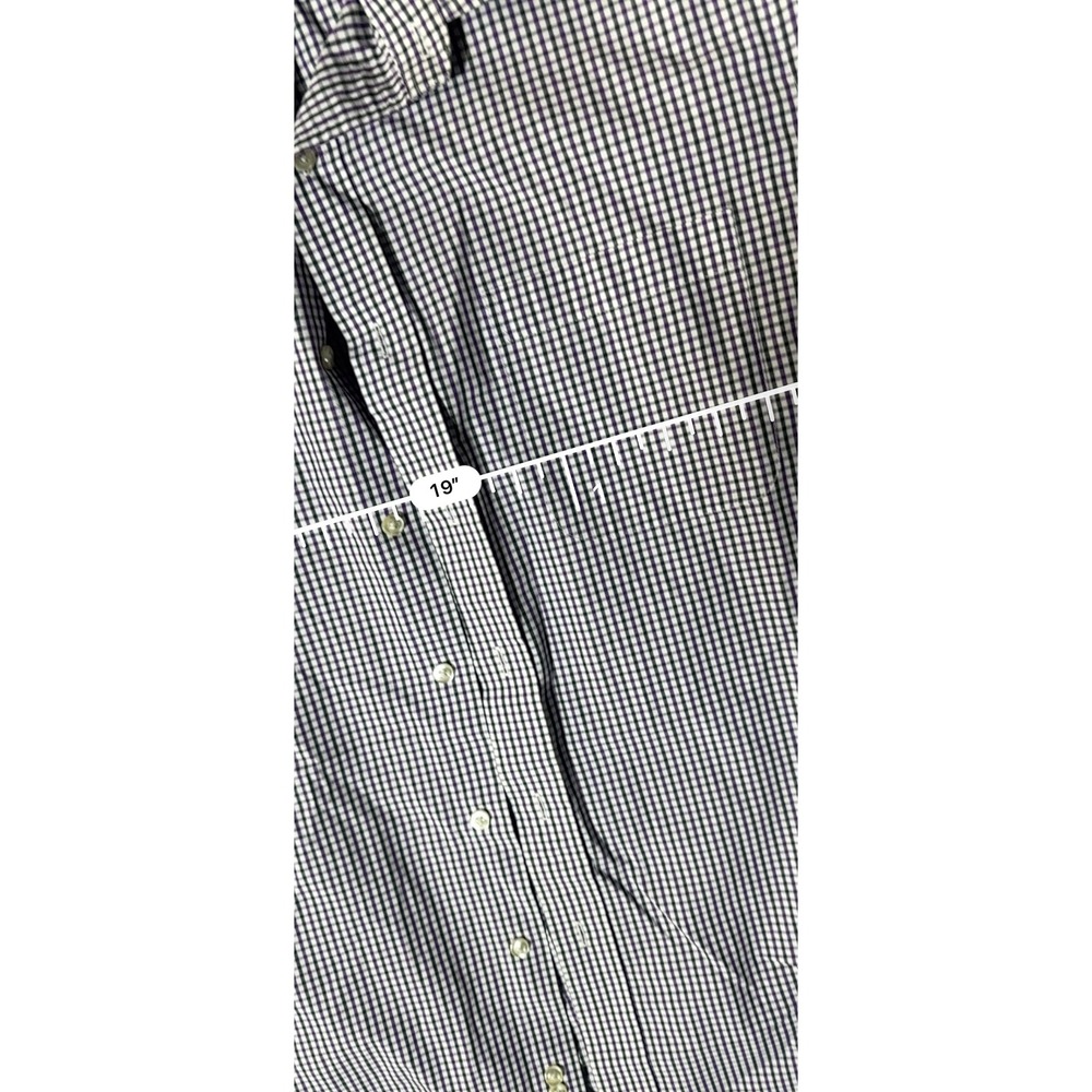 Lands End Mens Purple Gingham Check Long Sleeve Button Down Shirt 15.5 32-33 - Picture 3 of 5